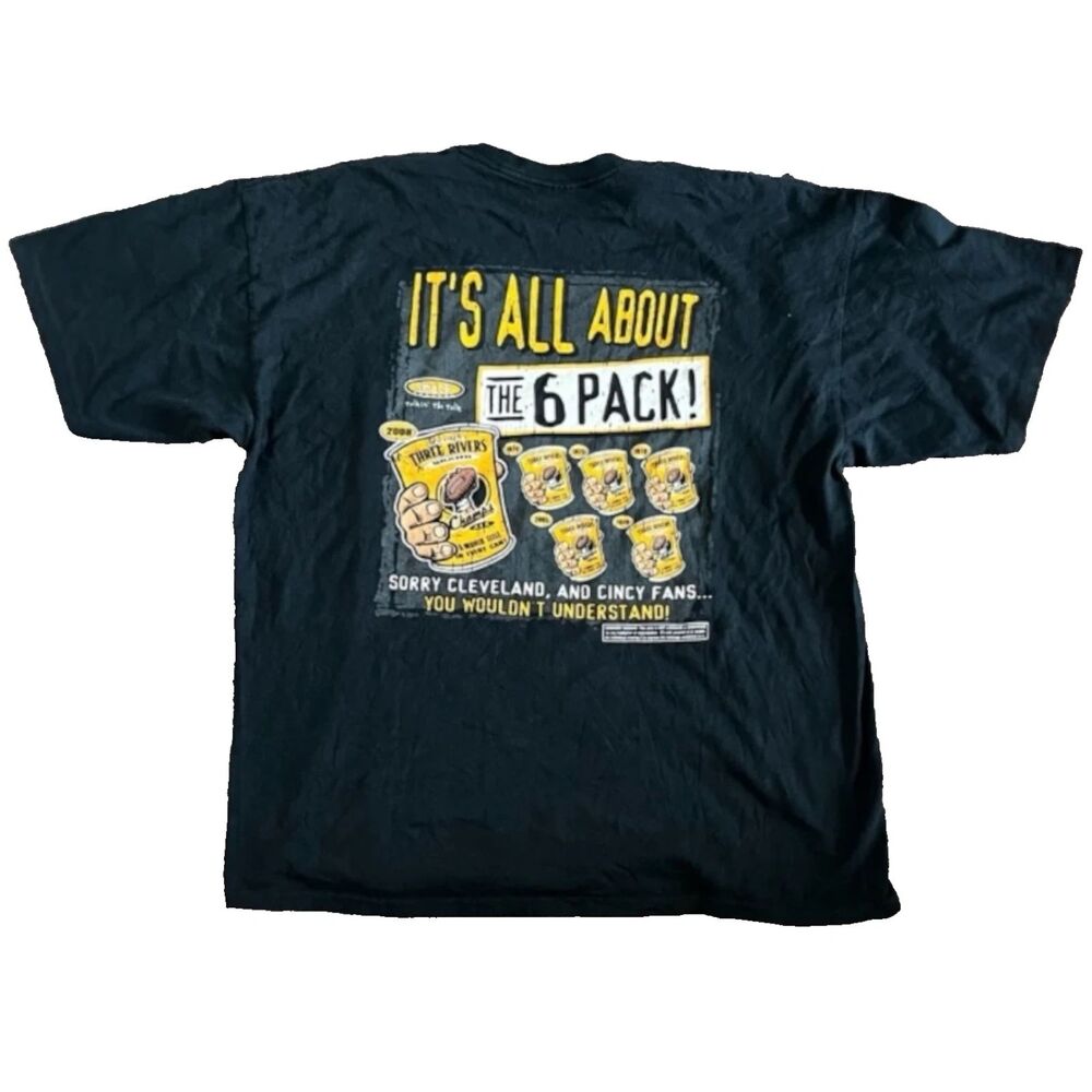 NFL Pittsburgh Steelers Dynasty Mens 2XL Three Rivers Beer 6 Pack Smack Talk Y2K - Picture 5 of 5